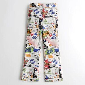 Social Tourist Ultra High-Rise Pop Art Kick Flare Pants NWT